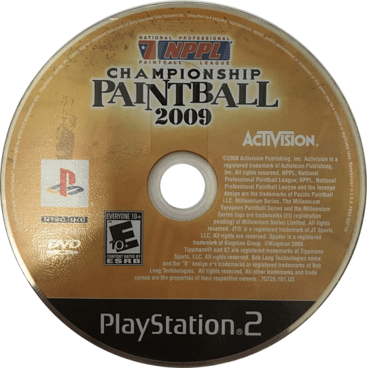 NPPL Championship Paintball 2009 – PlayStation 2 (PS2) video game disc, first-person paintball sports simulation game.