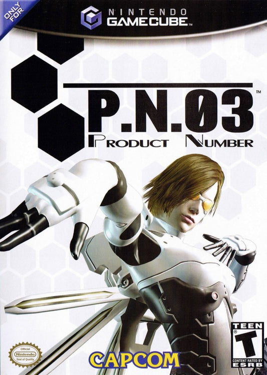 P N 03 Product Number for GameCube featuring fast paced action gameplay and futuristic anime style visuals cover art 