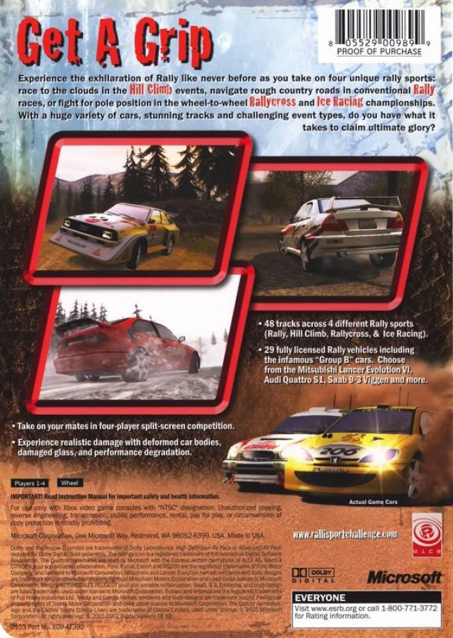 RalliSport Challenge [Platinum Hits] back cover art for Xbox (XBOX) video game