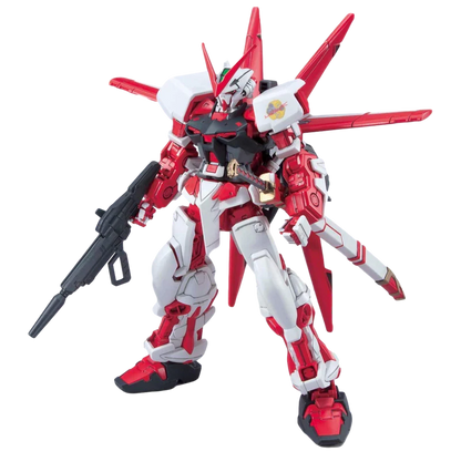 HG Gundam Astray Flight Unit Model Kit featuring High Grade Gunpla construction detailed mechanical design articulated poseable model Flight Unit backpack accessories snap together assembly color separated parts customizable display piece and collectible anime model building appeal front 