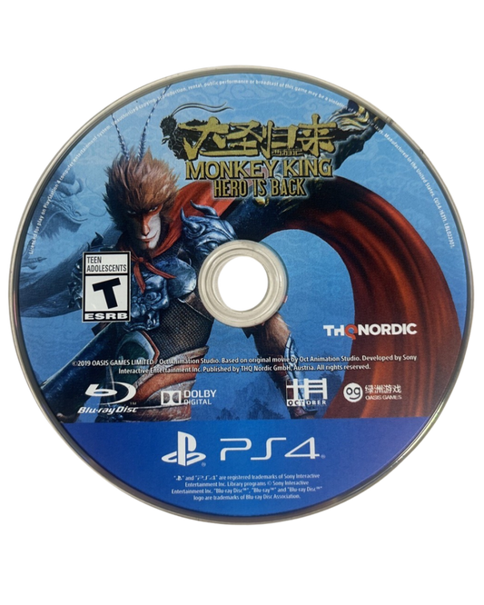 Monkey King Hero is Back disc cover art for PlayStation 4 (PS4) video game. 