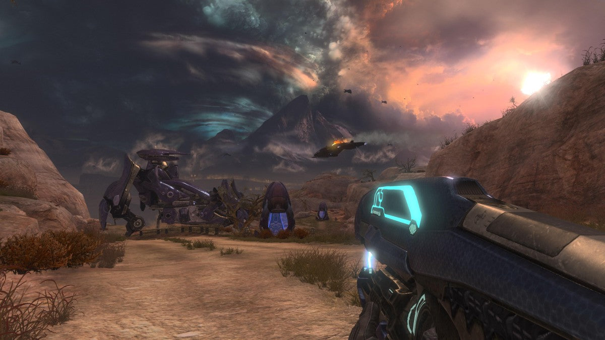 Halo Reach Limited Edition Xbox 360 X360 video game featuring first person shooter gameplay Noble Team Spartan soldiers Covenant alien battles futuristic military combat campaign storyline customizable Spartan armor energy weapons plasma rifles vehicle combat Warthog driving multiplayer matchmaking Firefight survival mode Forge map creation and Limited Edition collectible packaging classic Xbox 360 sci fi shooter action retro video game collection collectible gaming appeal gameplay screenshot
