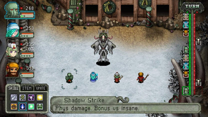 Cthulhu Saves Christmas Limited Run 001 PlayStation 5 turn-based comedy RPG cosmic horror holiday setting humorous retro-inspired adventure quirky party members gameplay screenshot
