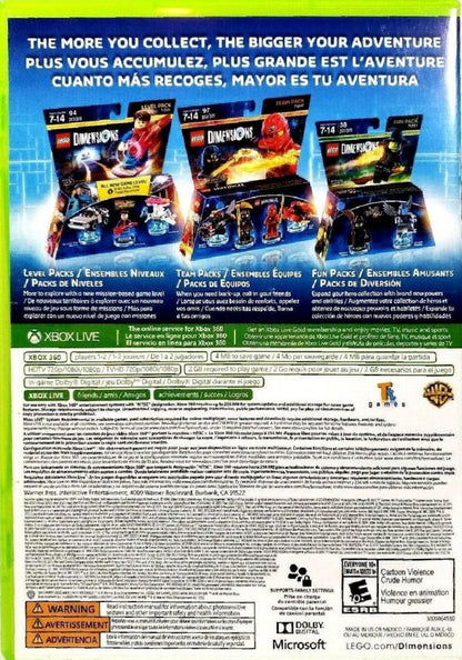 LEGO Dimensions for Xbox 360 with toy-to-life adventure and buildable LEGO figures back cover