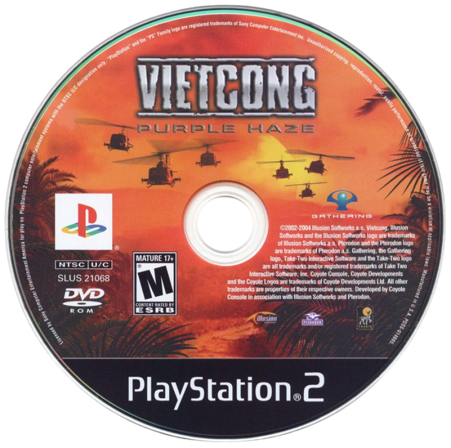 Vietcong: Purple Haze – PlayStation 2 (PS2) video game disc, tactical first-person shooter.