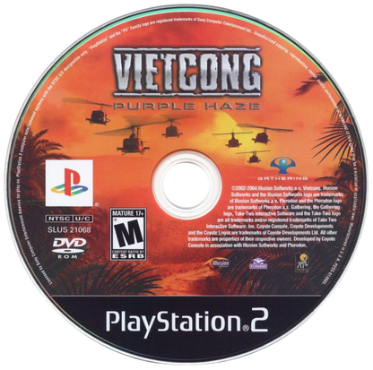 Vietcong: Purple Haze – PlayStation 2 (PS2) video game disc, tactical first-person shooter.