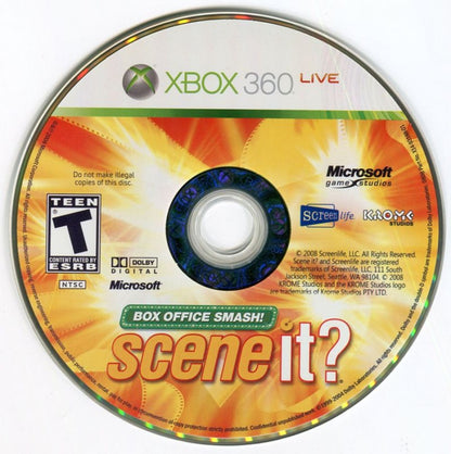 Scene It? Box Office Smash disc for Xbox 360 (X360) movie trivia party video game