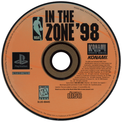 NBA in the Zone '98 disc for PlayStation 1 (PS1) retro video game