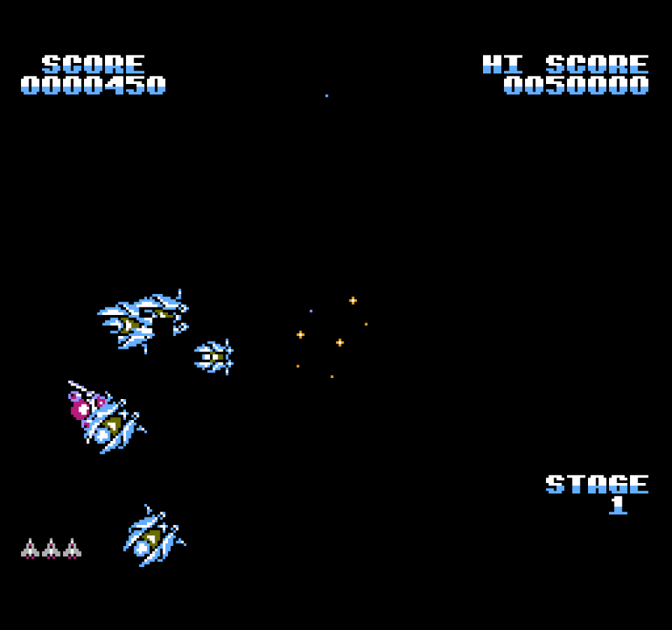 Gyruss gameplay image for Nintendo Entertainment System (NES) retro video game