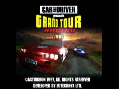 Car and Driver Presents: Grand Tour Racing '98 retro simulation racing game for PlayStation 1 (PS1) title screen