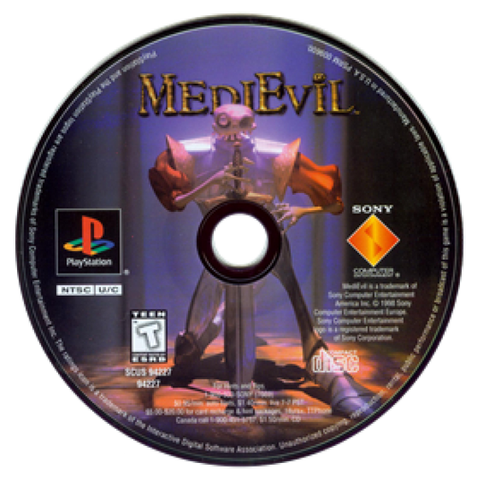 Medievil – PlayStation 1 (PS1) disc Cover Art for Medievil Playstation Game