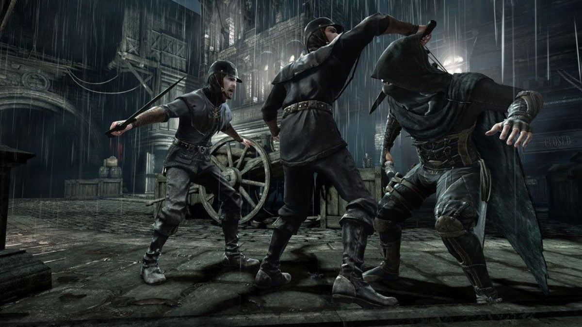 Thief Xbox One stealth action game master thief Garrett shadowy City supernatural abilities stealth mechanics first-person perspective dark Gothic Victorian setting focus abilities various arrow types lockpicking loot stealing multiple difficulty modes including Iron Man single player gameplay