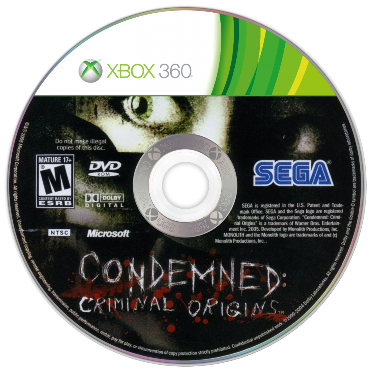 Condemned Criminal Origins for Xbox 360 first person survival horror video game featuring intense psychological terror forensic investigation brutal melee combat and dark atmospheric crime thriller experience disc