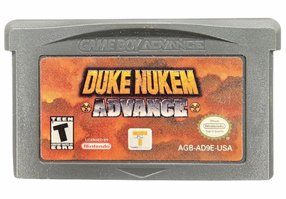 Duke Nukem Advance Game Boy Advance GBA video game Complete In Box CIB featuring first person shooter gameplay action packed combat weapon upgrades enemy battles alien encounters mission based levels Duke Nukem character and classic handheld action retro video game collection collectible gaming appeal game cartridge