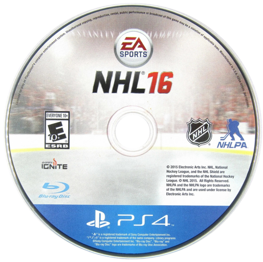NHL 16 – PlayStation 4 (PS4) video game disc, ice hockey sports simulation game