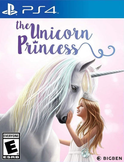 The Unicorn Princess for PlayStation 4, cover image for a fantasy adventure simulation video game with horseback riding, magical exploration, quest-based gameplay, and family-friendly open-world adventure