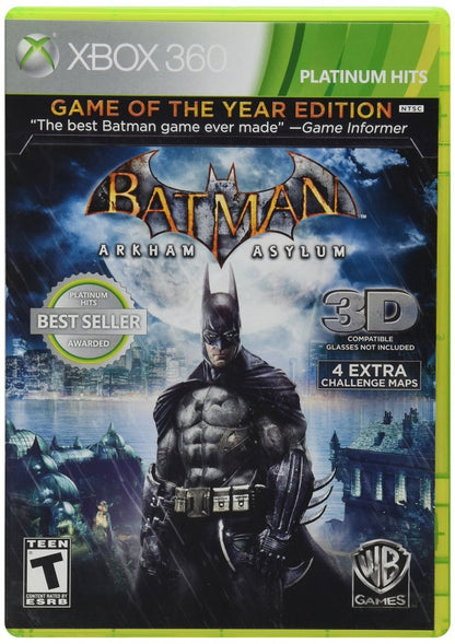 Batman: Arkham Asylum [Game of the Year] [Platinum Hits] cover art for Xbox 360 (X360) action-adventure video game
