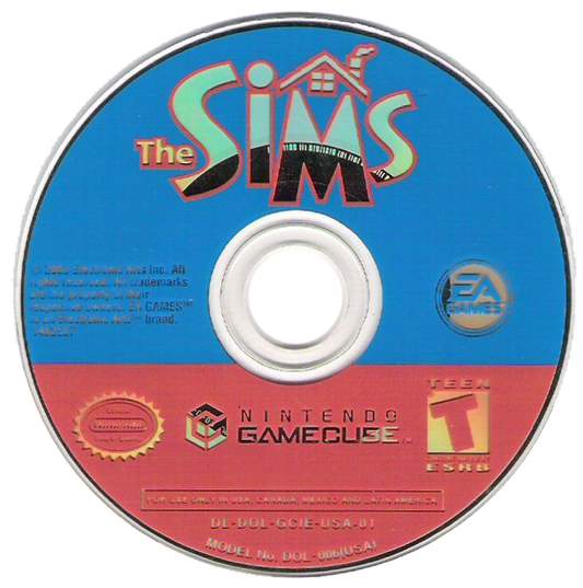 The Sims Nintendo GameCube game featuring life simulation gameplay character creation home building real time needs management career progression social interactions and open ended sandbox style play in a virtual neighborhood world disc