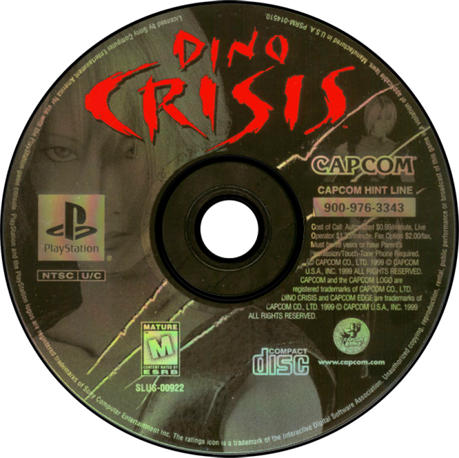 Dino Crisis PlayStation 1 survival horror game Regina and dinosaurs third-person combat puzzle solving futuristic setting disc