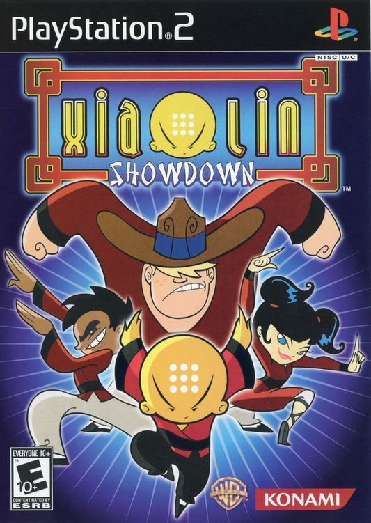 Xiaolin Showdown PS2 Sony PlayStation 2 action fighting game based on cartoon series martial arts combat Shen Gong Wu collectible items arena battles multiplayer party gameplay kids adventure fighting retro gaming PlayStation 2 software video game title cover art