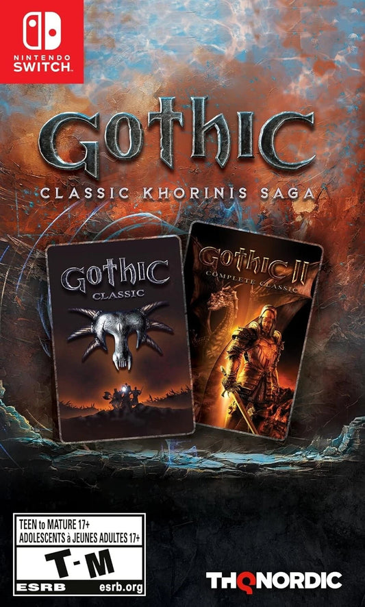 Gothic Classic Khorinis Saga Nintendo Switch for action role playing video game fans featuring open world fantasy exploration immersive storytelling character progression real time combat challenging quests medieval setting classic RPG gameplay collectible gaming appeal front cover art