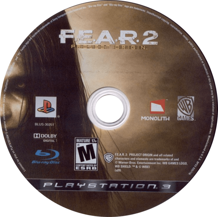 F.E.A.R. 2: Project Origin disc for PlayStation 3 (PS3) video game