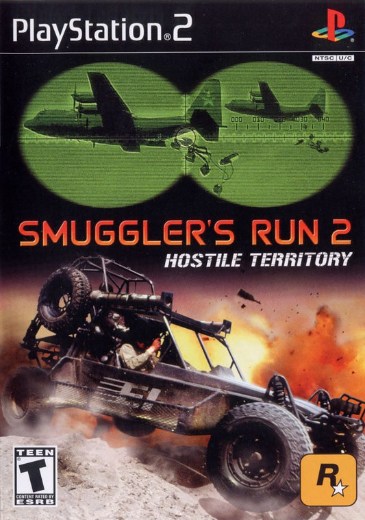Smuggler’s Run 2 Hostile Territory PlayStation 2 PS2 video game, open-world off-road racing, vehicular action missions, classic console title front cover