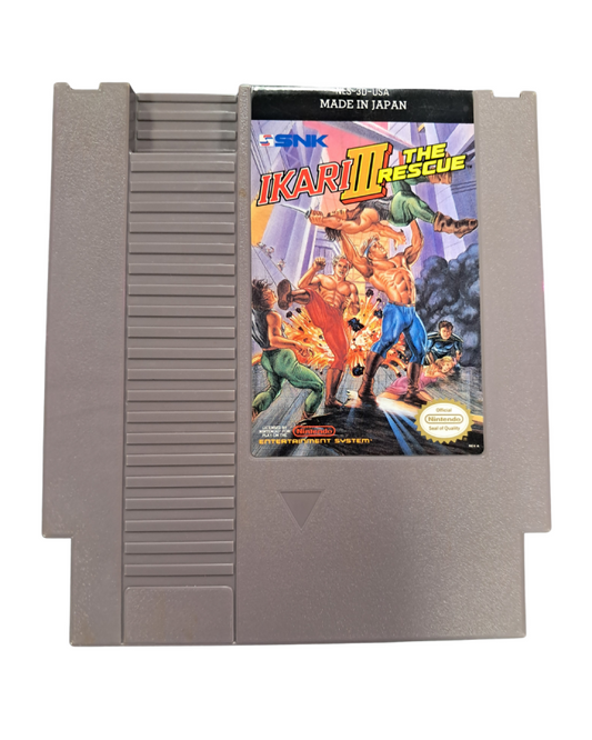 Ikari Warriors III The Rescue for Nintendo Entertainment System side scrolling action game featuring military combat cooperative gameplay weapon upgrades and arcade style missions cartridge