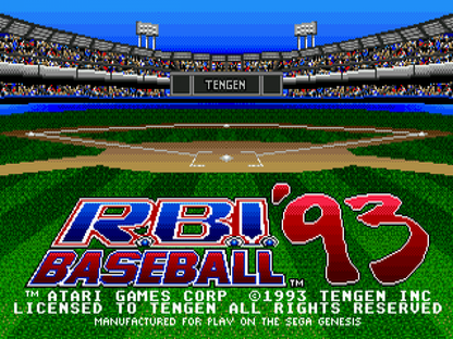 RBI Baseball 93 title screen for Sega Genesis (GEN) video game