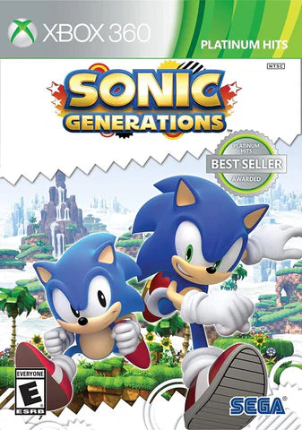 Sonic Generations [Platinum Hits] cover art for Xbox 360 (X360) platformer action-adventure video game