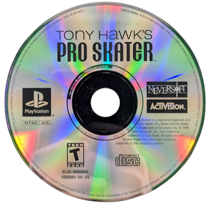 Tony Hawk’s Pro Skater [Greatest Hits] disc for PlayStation 1 (PS1) video game, skateboarding sports action, trick-based gameplay, classic extreme sports title