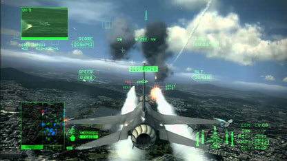 Ace Combat 6 Fires of Liberation Platinum Hits Xbox 360 game featuring realistic modern jet fighter combat large scale aerial battles cinematic campaign online multiplayer modes and immersive military flight simulation by Namco Bandai gameplay
