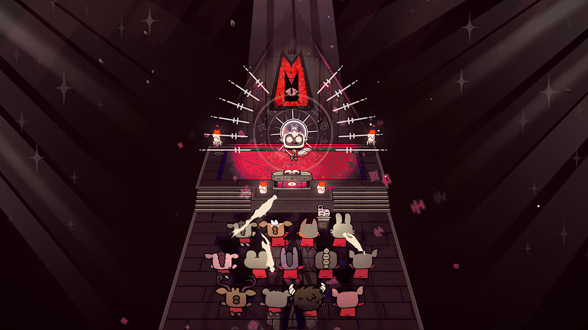 Cult of the Lamb Nintendo Switch NS for video game enthusiasts featuring action adventure roguelike gameplay cult management mechanics dungeon exploration resource gathering base building charming yet dark art style and collectible gaming appeal gameplay