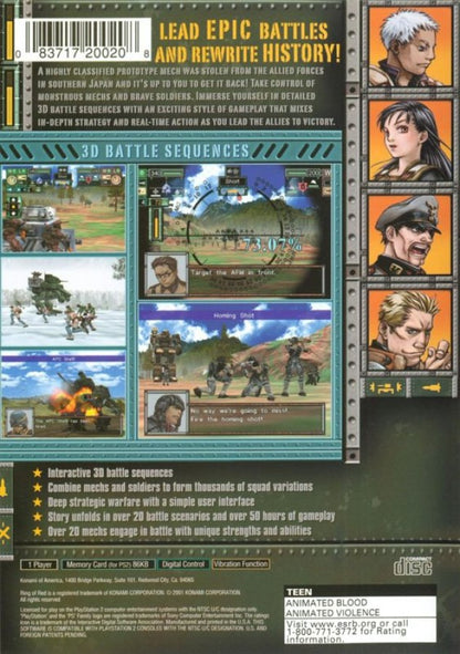 Ring of Red – PlayStation 2 (PS2) video game back of case, tactical turn-based strategy game.