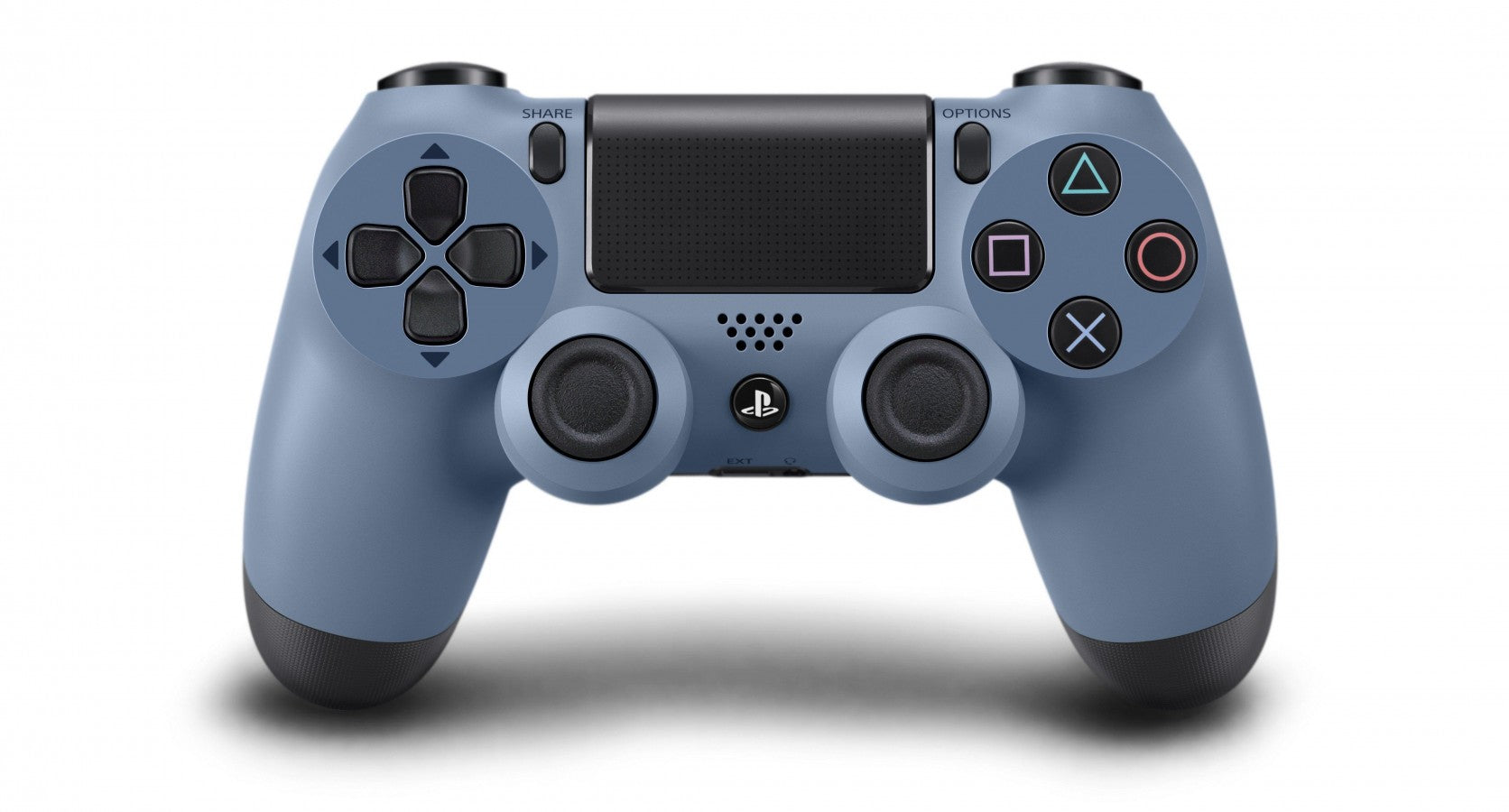 PS4 DualShock 4 Uncharted 4: A Thief's End Controller [New] for PlayStation 4 Accessory (PS4) at Gamers INC, featuring the limited edition Gray Blue finish with the iconic gold Uncharted logo, offering precise control with refined analog sticks and triggers, built-in speaker, and integrated light bar in a brand-new, collectible condition perfect for fans of Nathan Drake’s final adventure front of controller