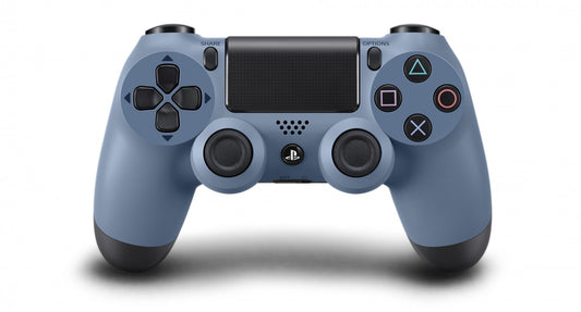 PS4 DualShock 4 Uncharted 4: A Thief's End Controller [New] for PlayStation 4 Accessory (PS4) at Gamers INC, featuring the limited edition Gray Blue finish with the iconic gold Uncharted logo, offering precise control with refined analog sticks and triggers, built-in speaker, and integrated light bar in a brand-new, collectible condition perfect for fans of Nathan Drake’s final adventure front of controller