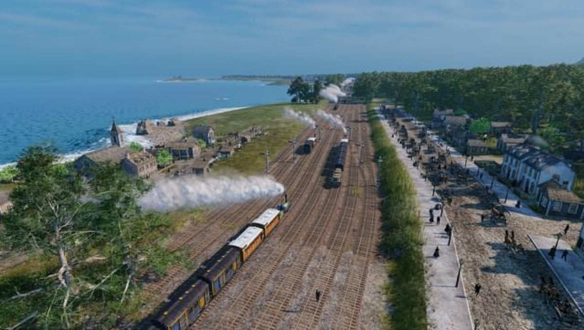 Railway Empire 2 Deluxe Edition PlayStation 5 PS5 for railway strategy simulation video game fans featuring railroad construction train management economic strategy expansive maps historical locomotives route planning city development campaign scenarios and Deluxe Edition content collectible gaming appeal gameplay
