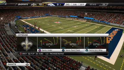 Madden NFL 25 Xbox One video game, American football sports simulation, NFL teams and players, updated gameplay and modes, console title gameplay screenshot