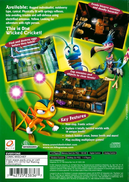 Zapper One Wicked Cricket PS2 PlayStation 2 platformer action adventure game retro video game back of case