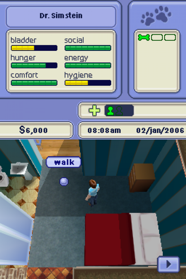 The Sims 2: Pets gameplay for Nintendo DS (DS) life simulation video game