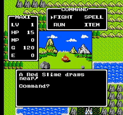 Dragon Warrior NES Nintendo Entertainment System JRPG role playing game fantasy adventure turn based combat exploration leveling classic Enix retro 8 bit gaming cartridge video game title gameplay