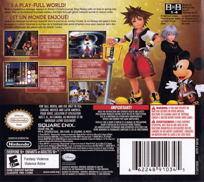Kingdom Hearts: Re:coded back of case for Nintendo DS (DS) action RPG fantasy adventure video game