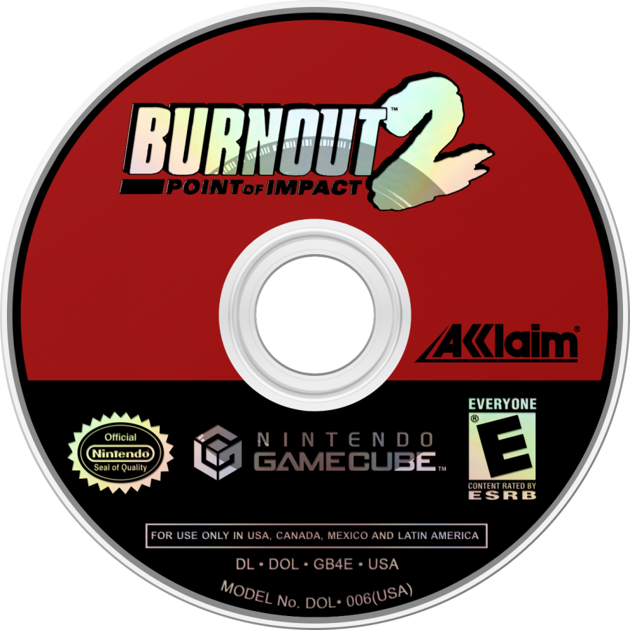 Burnout 2: Point of Impact disc for GameCube (GC) arcade racing video game