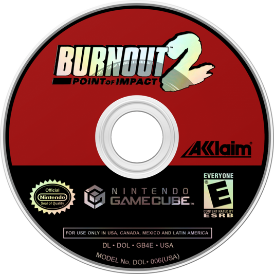 Burnout 2: Point of Impact disc for GameCube (GC) arcade racing video game