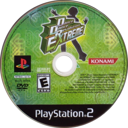 Dance Dance Revolution Extreme PlayStation 2 PS2 rhythm music video game featuring energetic dance gameplay popular music tracks timing-based challenges arrow step patterns multiple difficulty levels high-score competition and classic PlayStation 2 PS2 gaming collectible retro gaming appeal disc