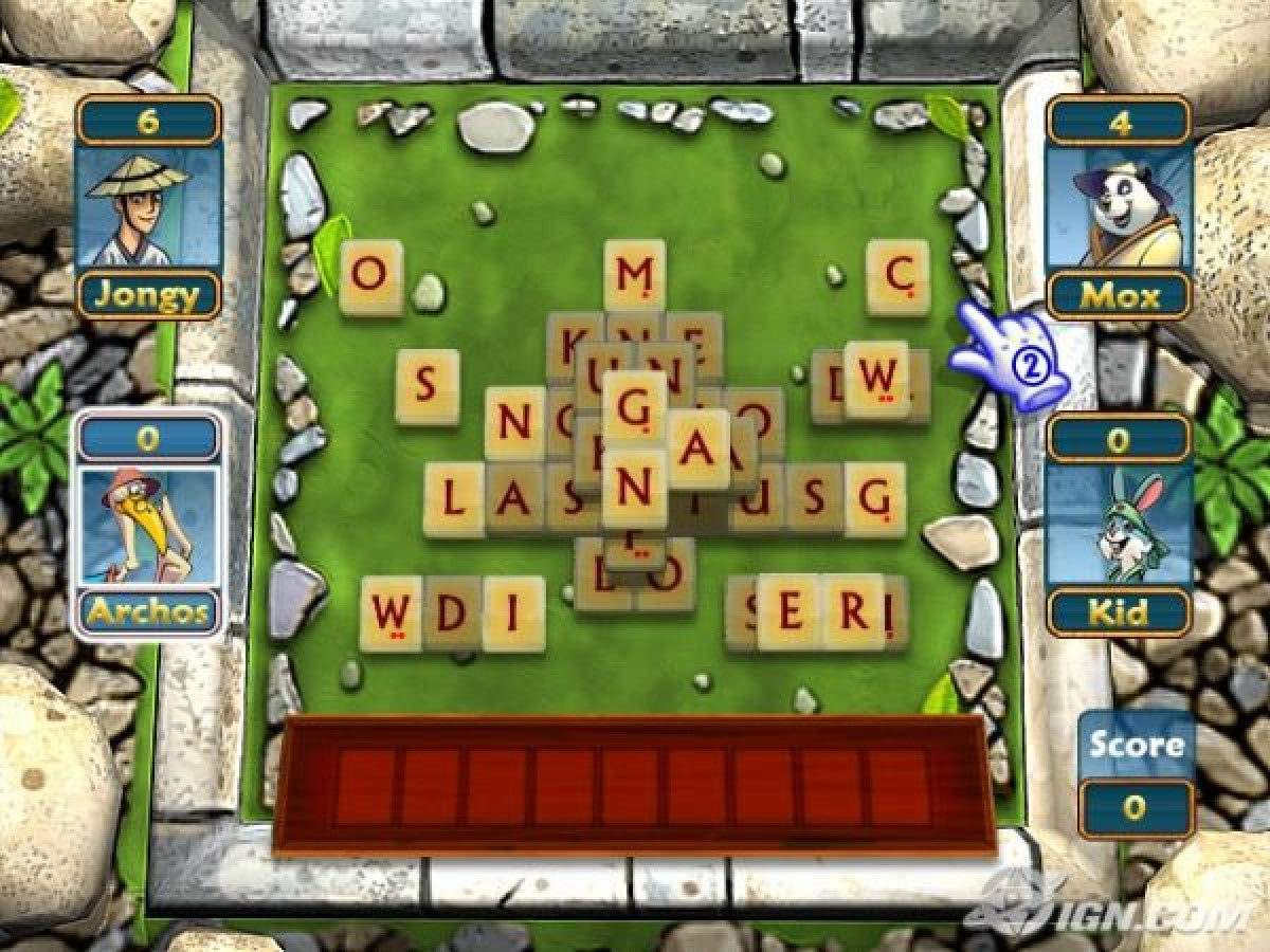 WordJong Party Wii inspired design featuring word puzzle and tile matching gameplay aesthetic casual family friendly challenges strategic vocabulary building colorful party game atmosphere relaxing brain training entertainment nostalgic Nintendo Wii presentation gameplay