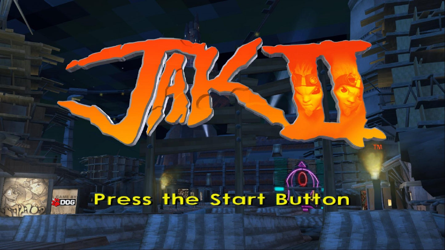 Jak II title screen for PlayStation 2 (PS2) video game