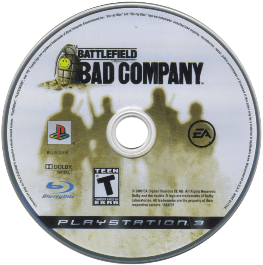 Battlefield: Bad Company disc for PlayStation 3 (PS3) video game