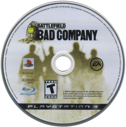 Battlefield: Bad Company disc for PlayStation 3 (PS3) video game
