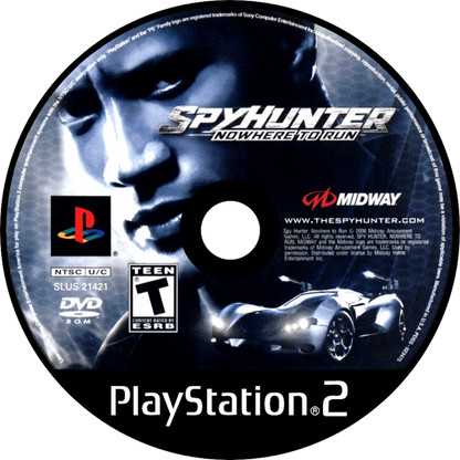 Spy Hunter Nowhere to Run PlayStation 2 PS2 for action driving video game fans featuring high speed vehicular combat spy missions explosive weapons intense car chases third person action cinematic gameplay stealth operations and arcade style excitement collectible gaming appeal disc